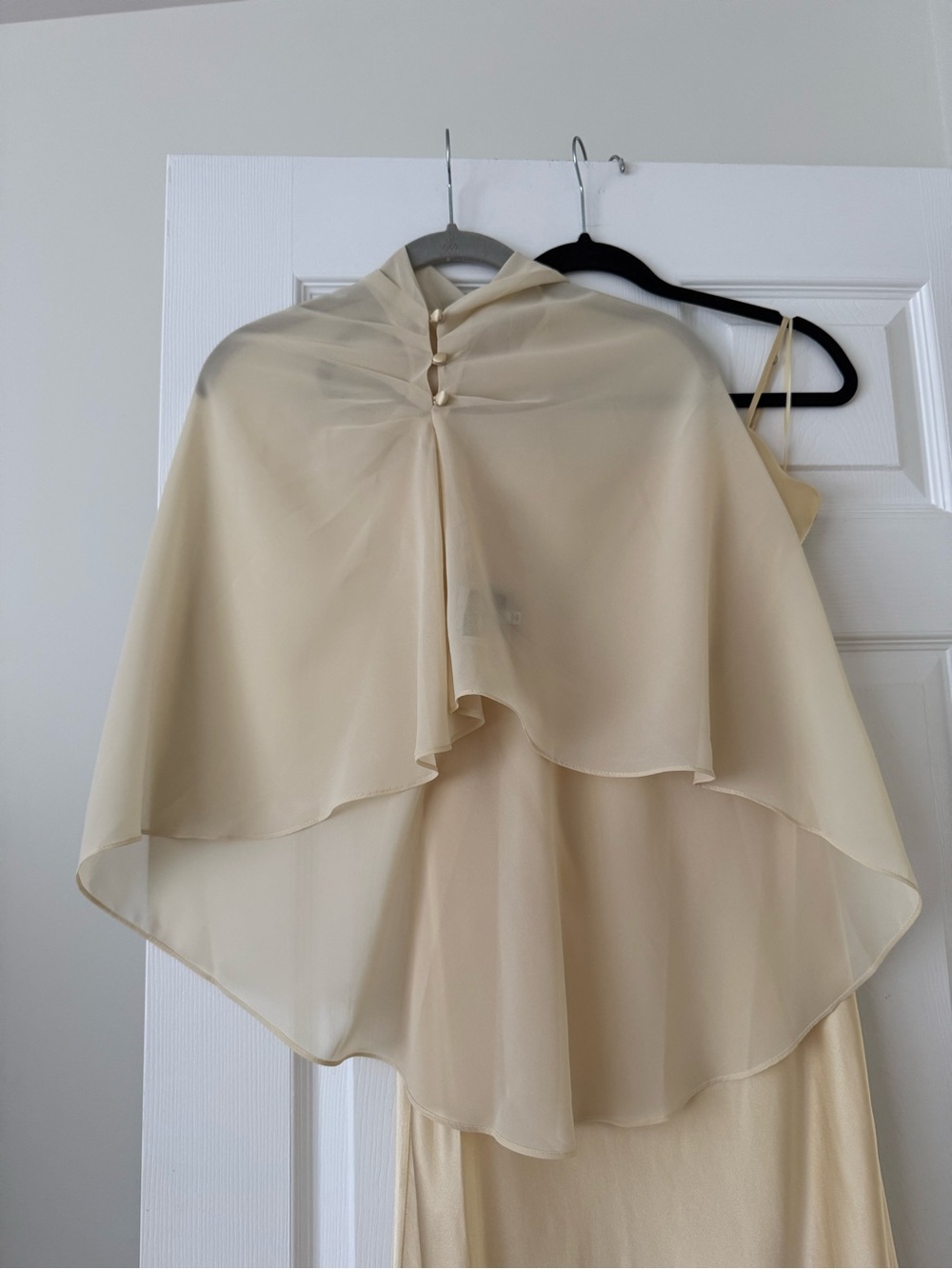 Reformation Lilibeth Silk Dress Detachable Sheer Cape Blonde - Picture 13 of 14